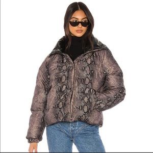 Blank Nyc reversible (purple snake print/black) puffer coat